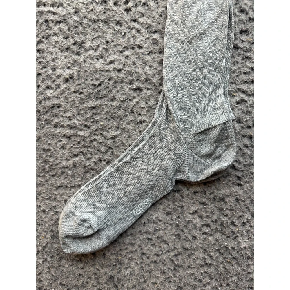 NWT Ermenegildo Zegna Helical Drop Knee Sock Melange Grey One Size Unisex
